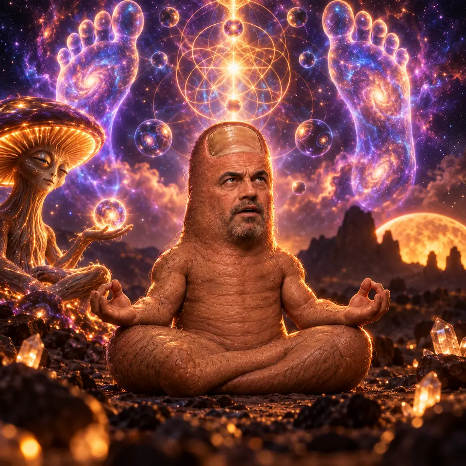 Toe Rogan in a surreal psychedelic scene